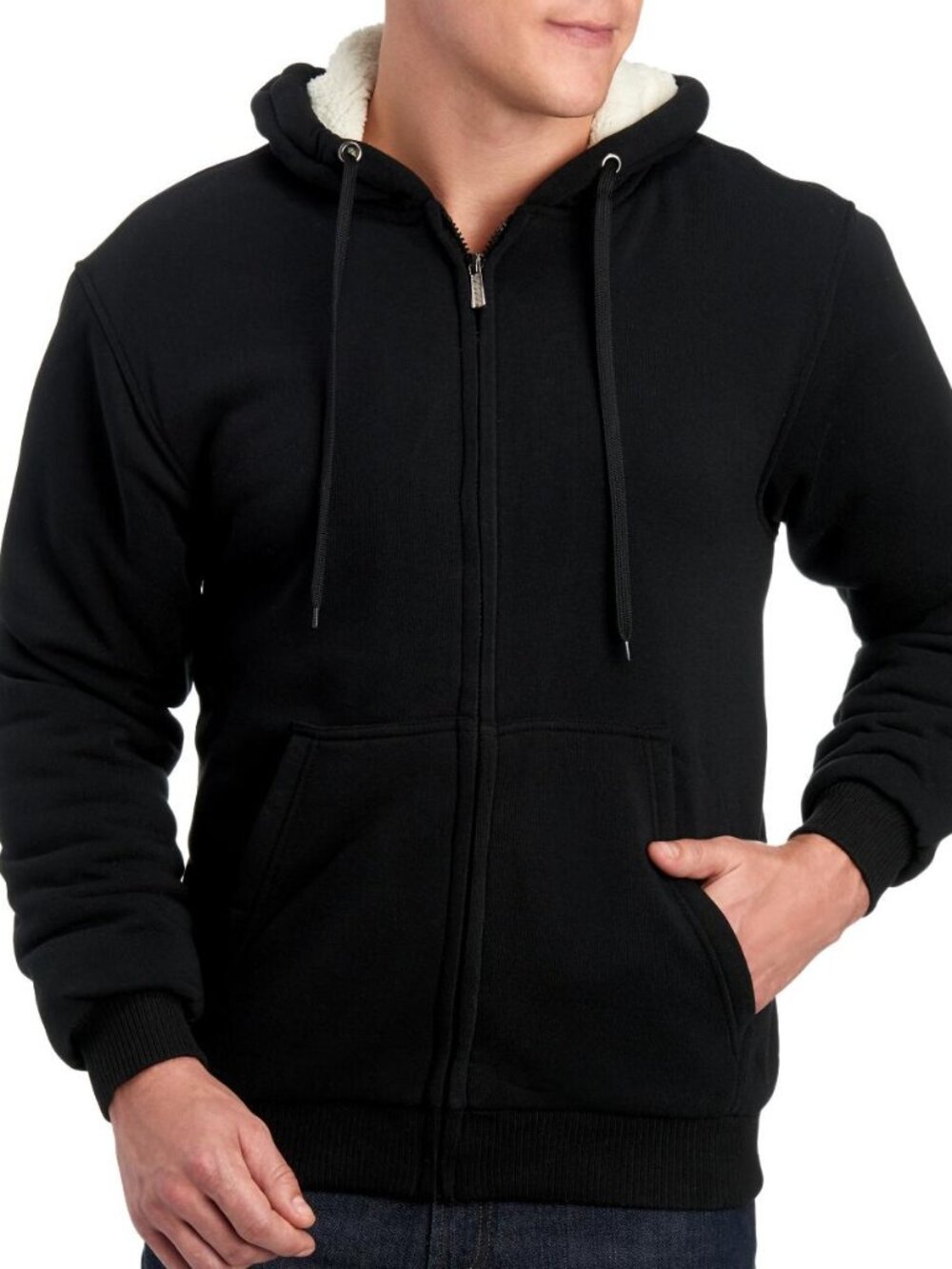 Men's Victory Outfitters Sherpa-Lined Fleece Hoodie - Black - M - NWT
